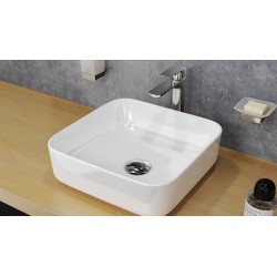 Cori 38 umywalka nablatowa 38,5x38,5 cm  kwadratowa, biały połysk