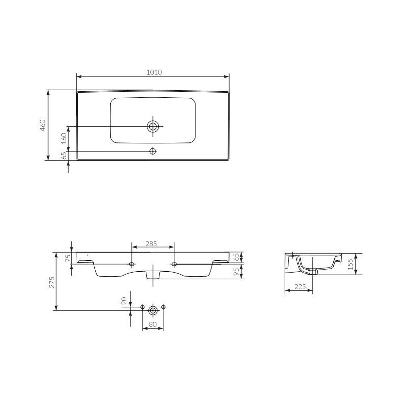Crea 100 cm - Stylowa umywalka ceramiczna, elegancja dla Twojej łazienki
