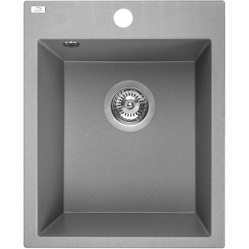 Zlewozmywak Chichi 1-komorowy Szary, Odporny na Uszkodzenia, Space Saving Syfon w Zestawie