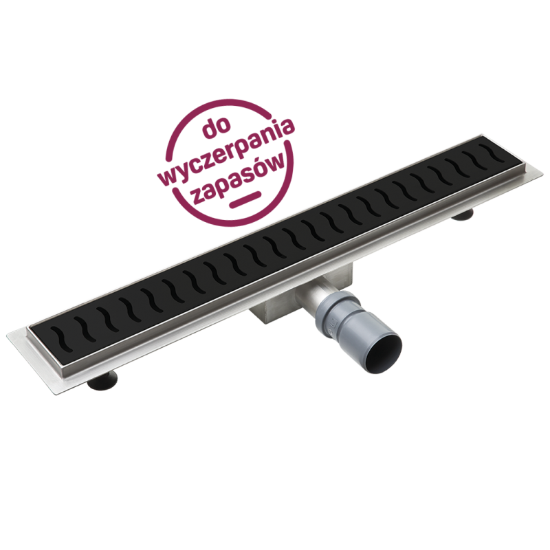 Elegancki Odpływ Liniowy Ronda 80 cm - Czarny Design i Perfekcyjna Funkcjonalność