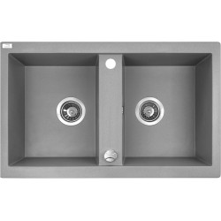 Laveo Barbados zlewozmywak granitowy szare 480x780 2-komorowy