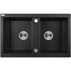 Laveo Barbados zlewozmywak granitowy czarne 480x780 2-komorowy