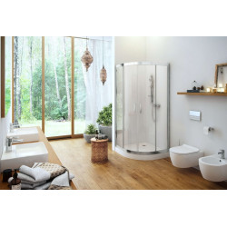 Seria 201 kabina półokrągła 80x80 cm drzwi przesuwne, powłoka Clean Control, chrom