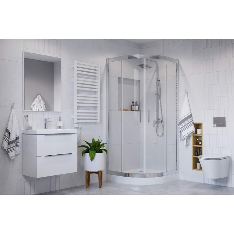 Seria 201 kabina półokrągła 90x90 cm drzwi przesuwne, powłoka Clean Control, chrom
