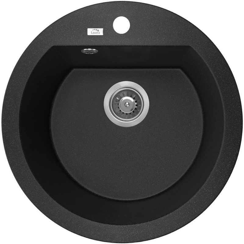 Czarny Elegancki Zlewozmywak Okrągły Dafne z Syfonem Space Saving - Styl i Funkcjonalność