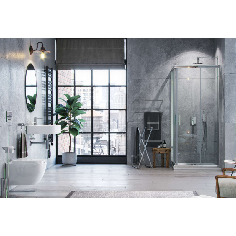 Seria 201 kabina kwadratowa 80x80 cm drzwi przesuwne, powłoka Clean Control, chrom