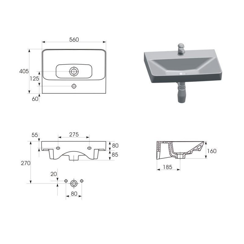Elegancka Umywalka Meblowa Mille 56 cm - Styl i Funkcjonalność w Twojej Łazience