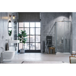 Seria 201 kabina kwadratowa 90x90 cm drzwi przesuwne, powłoka Clean Control, chrom