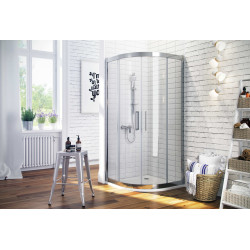 Seria 600 kabina półokrągła 90x90 cm drzwi przesuwne, Clean Control, chrom