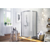 Seria 600 kabina półokrągła 90x90 cm drzwi przesuwne, Clean Control, chrom