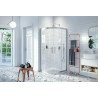Seria 600 kabina półokrągła 90x90 cm drzwi przesuwne, Clean Control, chrom