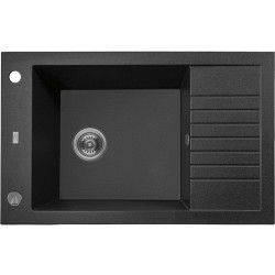 Pionier: Nowoczesny Zlewozmywak Czarno-Soli 1K z Automatycznym Koreczkiem i Półociekaczem