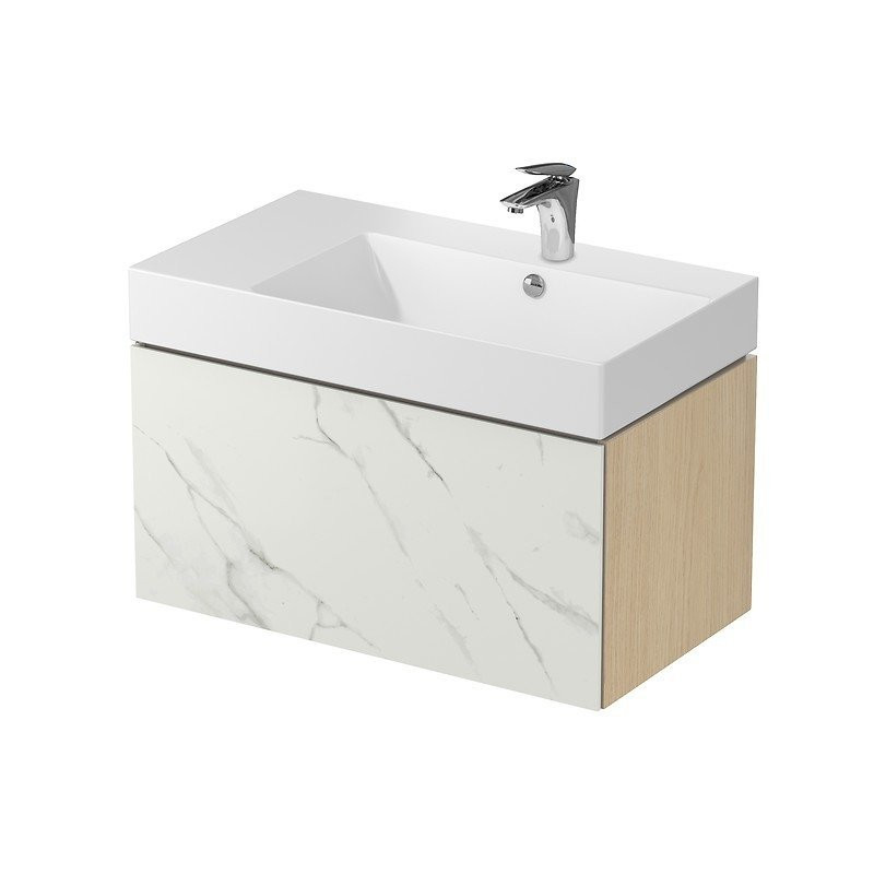 Nowoczesna Umywalka Ceramiczna Inverto 80 cm Lewa - Styl i Wygoda do Twojej Łazienki