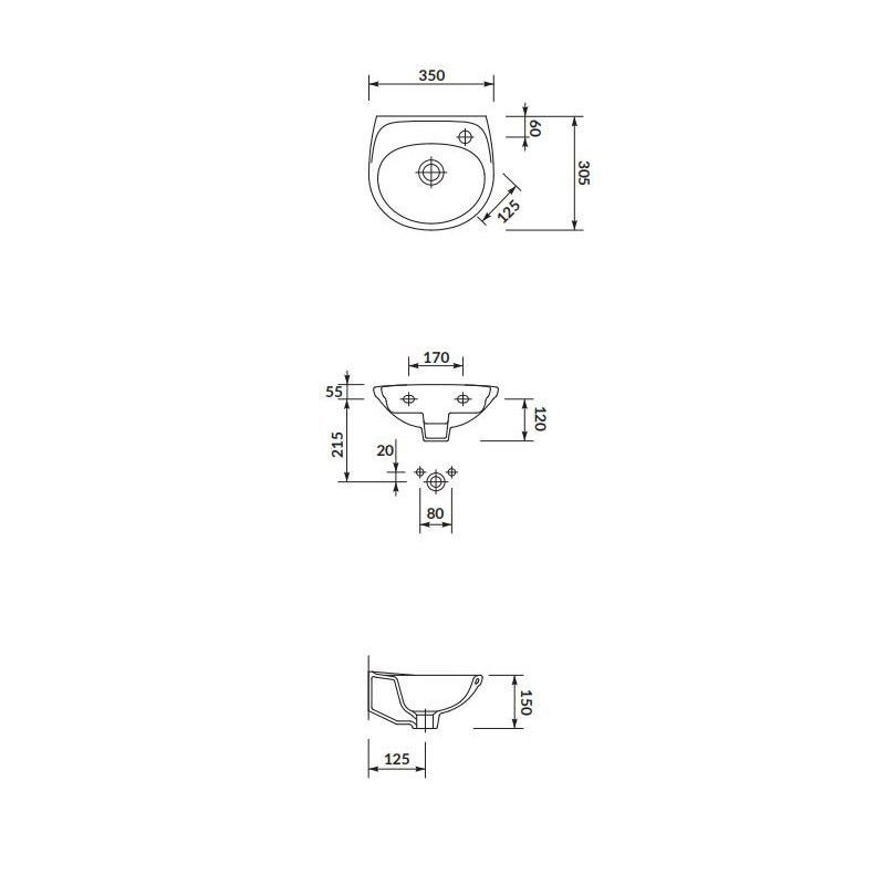 Elegancka Umywalka Ceramiczna Eko 35 cm Prawa - Styl i Funkcjonalność do Twojej Łazienki