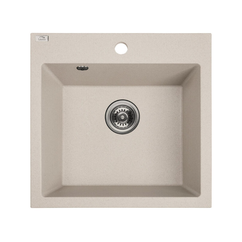 Alena Komfort Beżowy Zlewozmywak Kwadratowy 1-komorowy do Szafki 500 mm z Syfonem Space Saving