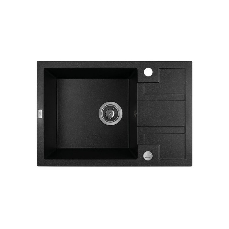 Czarny zlewozmywak Barbados 1-komorowy, elegancki i praktyczny z półociekaczem, 10 lat gwarancji