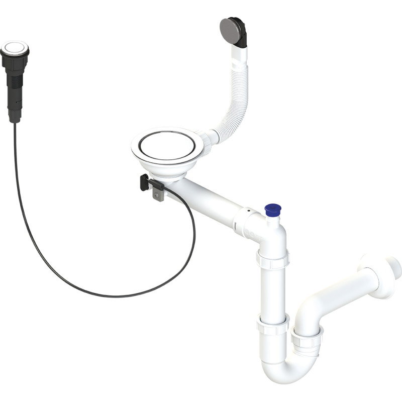 Syfon Przestrzenny OKS 163T, Stalowy z PVC, Oszczędzający Miejsce, 114mm Sito