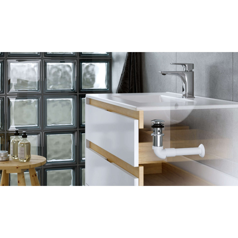 Syfon umywalkowo-bidetowy niski, biały połysk