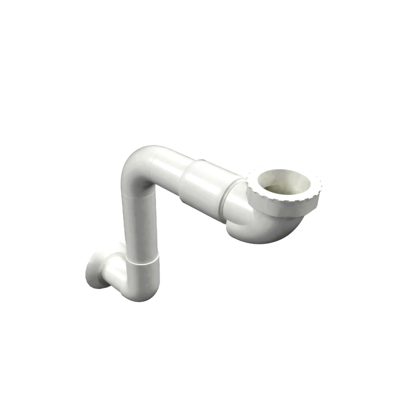 Syfon umywalkowo-bidetowy niski z rurą sztywną, biały