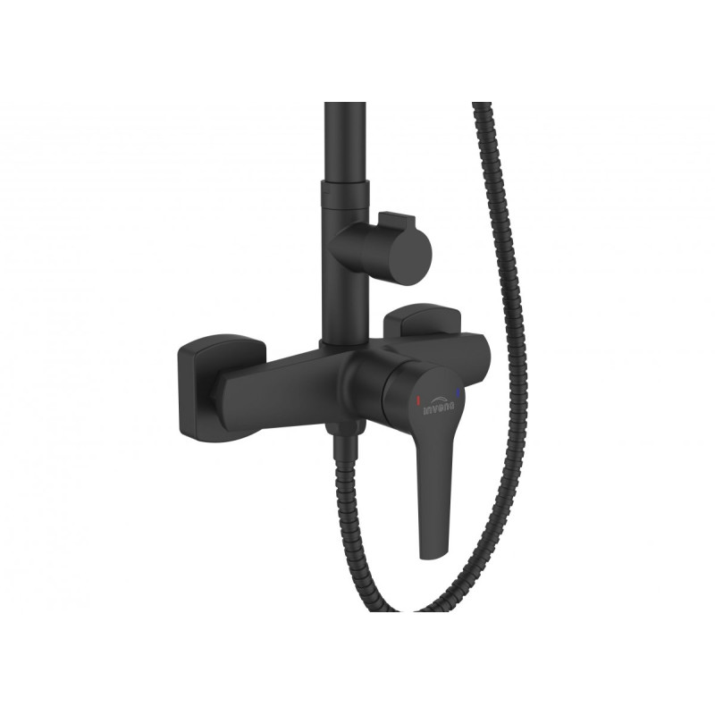 Czarna Deszczownia Fira z Elegancką Baterią Natryskową - Nowoczesny Styl Łazienki