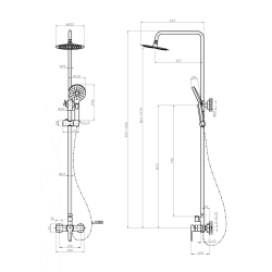 Czarna Deszczownia Fira z Elegancką Baterią Natryskową - Nowoczesny Styl Łazienki
