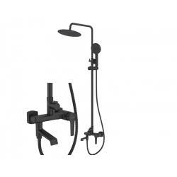 Elegancka deszczownia Invena Fira – czarna z baterią wannowo-natryskową