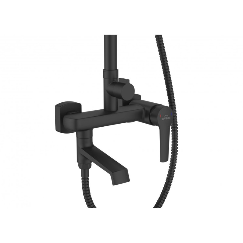 Elegancka deszczownia Invena Fira – czarna z baterią wannowo-natryskową