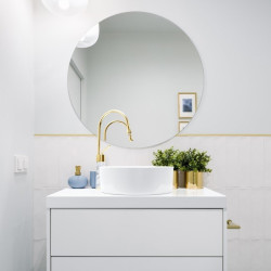 Stylowa Bateria Umywalkowa GABRO Wysoka Biało-Złota Elegancja BU-33-W13