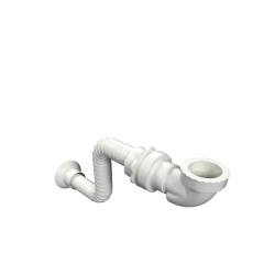 Syfon umywalkowo-bidetowy niski z rurą elastyczną, biały