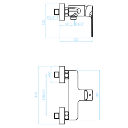 Kuchinox Gava bateria natryskowa ścienna złota