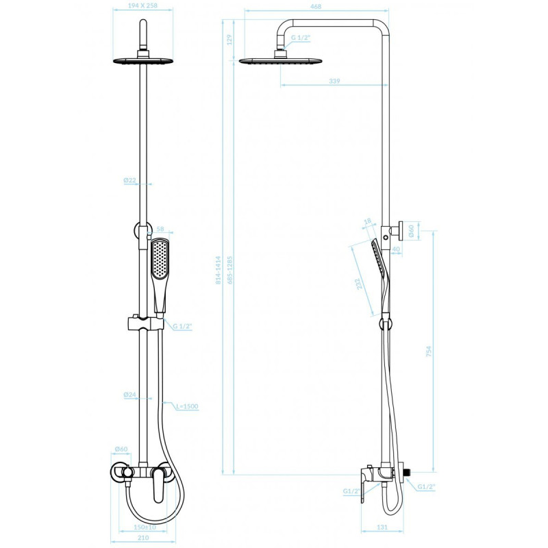 Kolumna prysznicowa Dima chrom z antykamieniem i systemem antyskrętnym - luksus 5 lat gwarancji