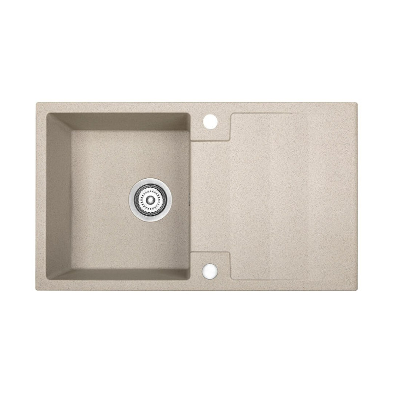 Granitowy Zlewozmywak Rab z Ociekaczem, Beżowy, 76x44 cm, Wytrzymałość i Elegancja