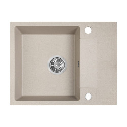 Granitowy Zlewozmywak Rab 1-komorowy z Półociekaczem 56x44 Beżowy - Nowoczesność i Styl!