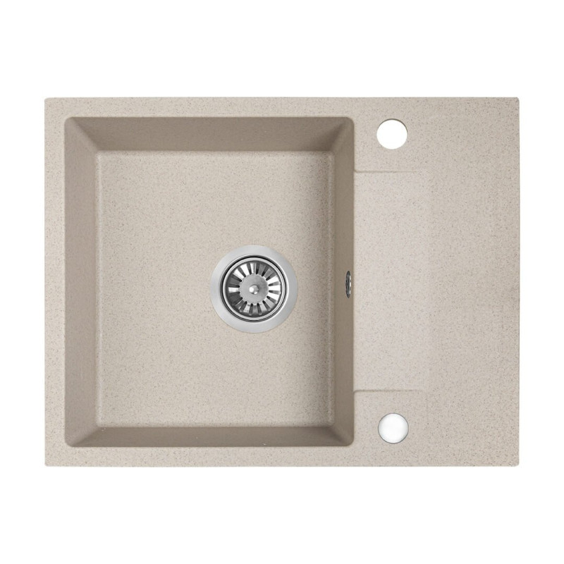 Granitowy Zlewozmywak Rab 1-komorowy z Półociekaczem 56x44 Beżowy - Nowoczesność i Styl!