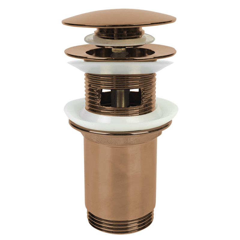 Luksusowy korek klik-klak z mosiądzu w kolorze różowego złota, gwint 1⅟₄.