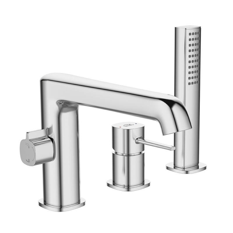 Nowoczesna Bateria Wannowa 3-Otworowa POLA Chrom z Systemem Antyskręt 205mm