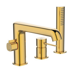 Laveo Pola bateria wannowa stojąca 3-otworowa złota