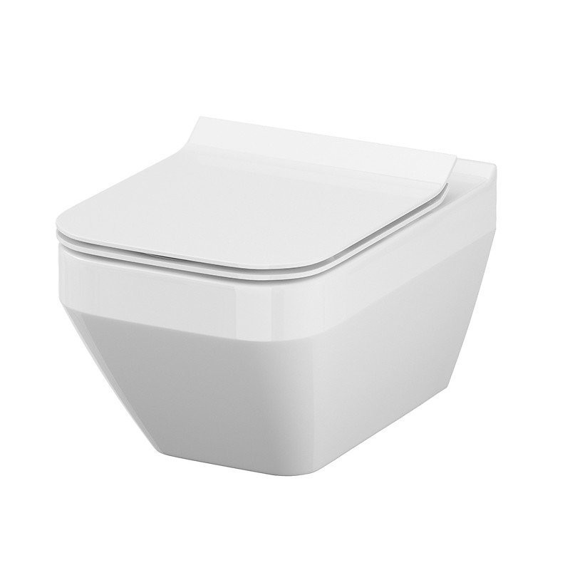 Nowoczesna toaleta wisząca CERSANIT Crea z deską wolnoopadającą, prostokątny design