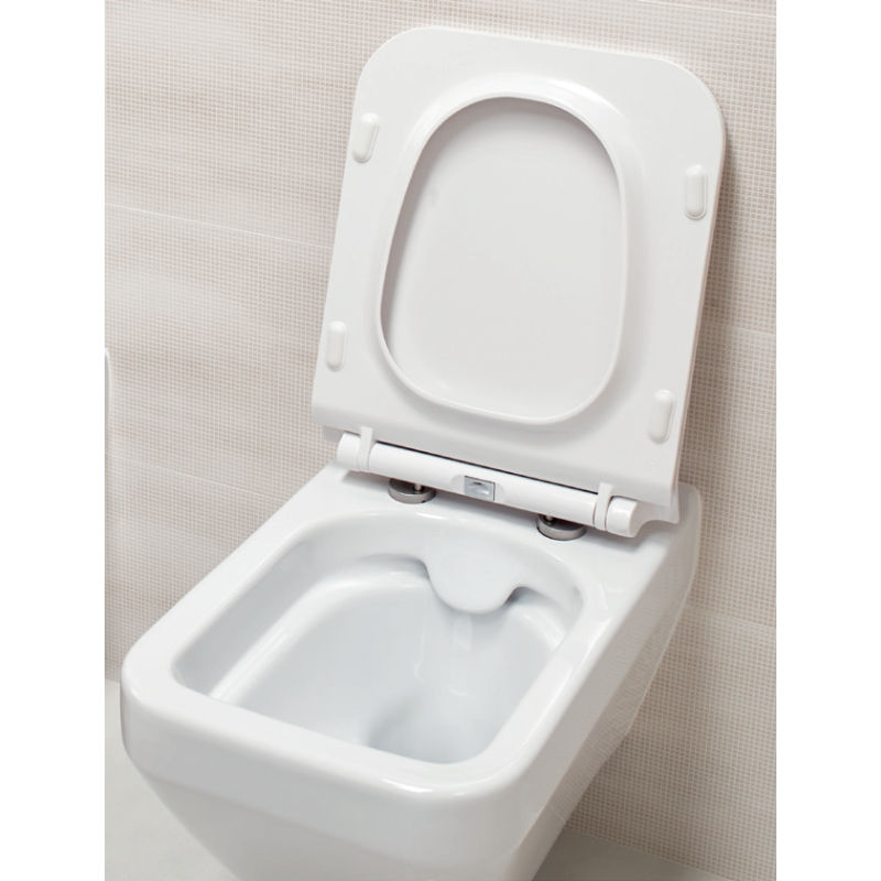 Nowoczesna toaleta wisząca CERSANIT Crea z deską wolnoopadającą, prostokątny design