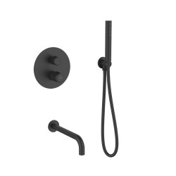 Czarny zestaw wannowy podtynkowy PRETTO z boxem - nowoczesny design, najwyższa jakość!