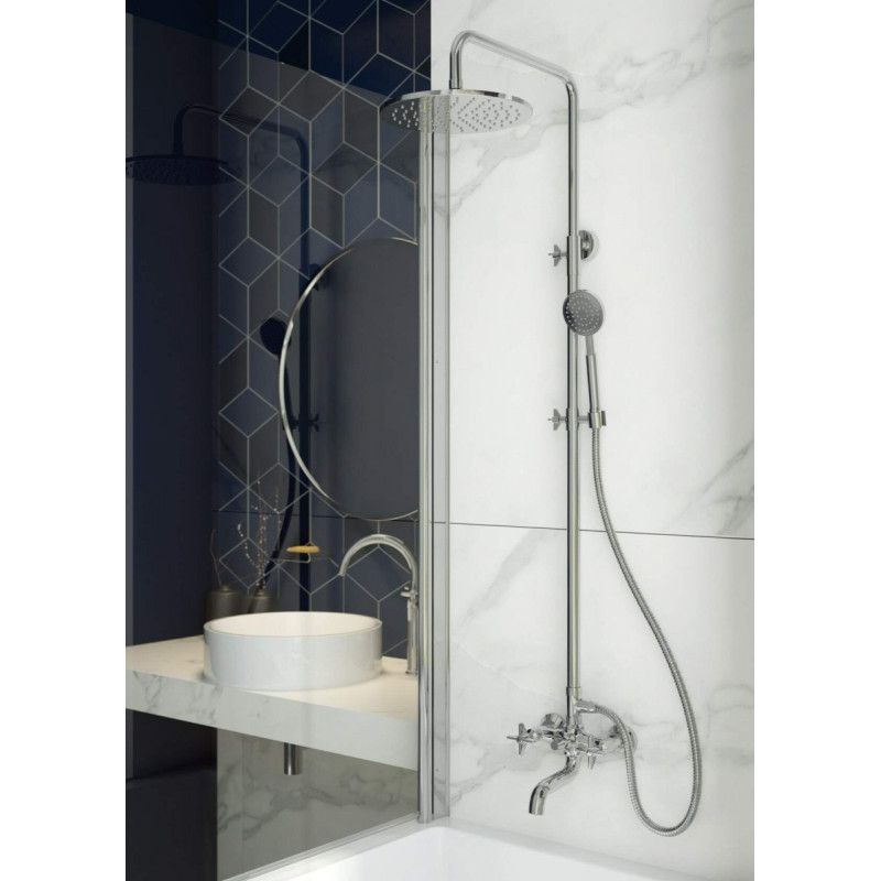 Zestaw Temisto: Elegancka Deszczownica i Bateria Wannowa - Chromowana Doskonałość