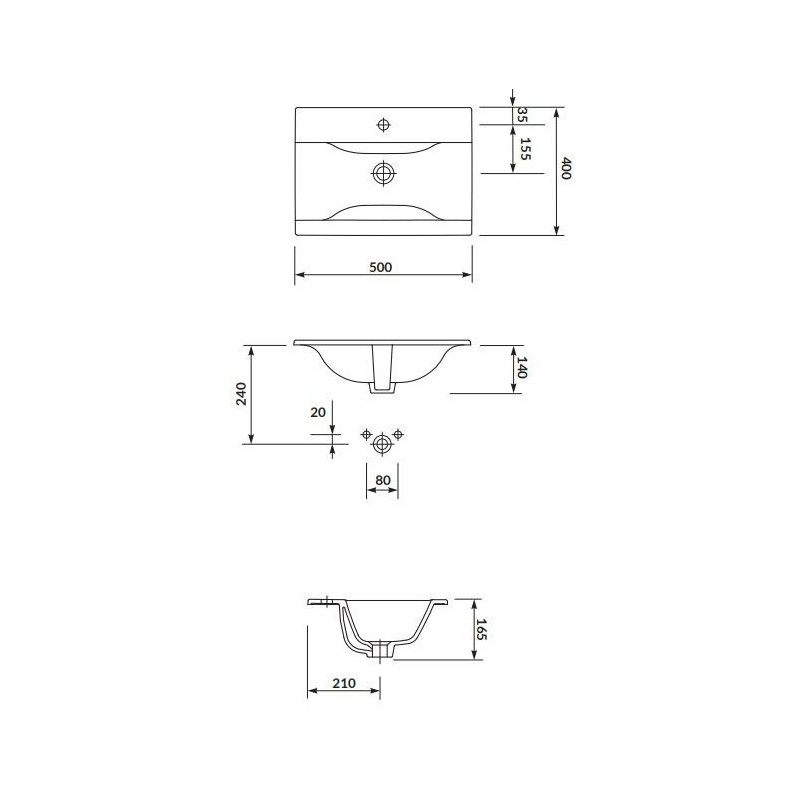 Ceramiczna umywalka Ontario, elegancka prostokątna 50x40 cm, doskonała do wnętrz