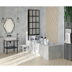 Elegancka Czarna Bateria Wannowa Temisto 4-otworowa z Prysznicem