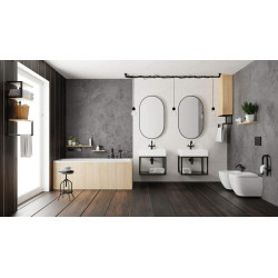 Elegancka Czarna Bateria Wannowa Temisto 4-otworowa z Prysznicem