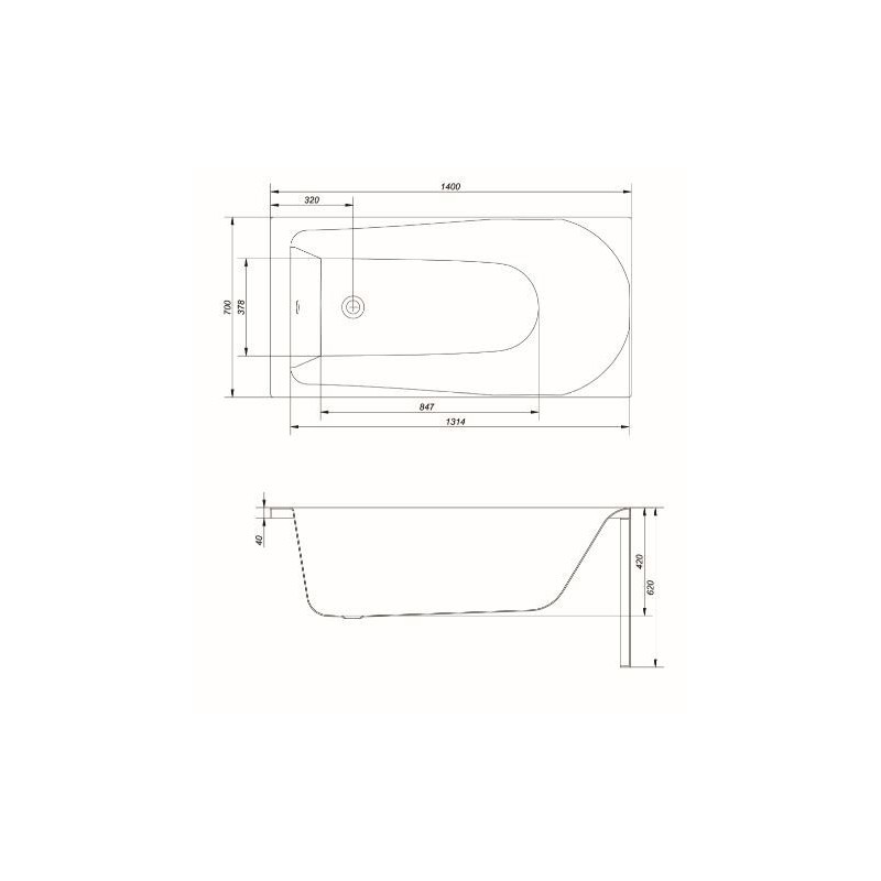 Elegancka Wanna Prostokątna Cersanit FLAVIA 140x70 cm - Komfort i Styl w Twojej Łazience