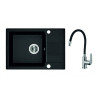 Czarny Zlewozmywak Granitowy CELIA 44x65 cm + bateria Elza - Elegancja i Funkcjonalność!