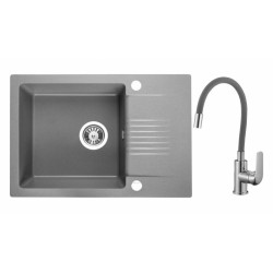 Elegancki zlewozmywak z granitu CELIA 44x65 cm z nowoczesną baterią Elza