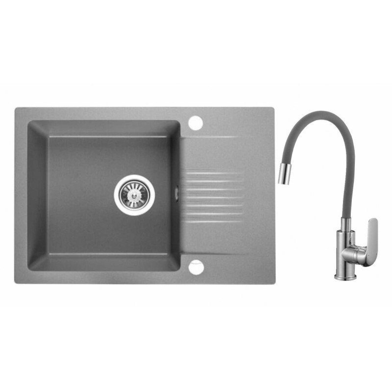 Elegancki zlewozmywak z granitu CELIA 44x65 cm z nowoczesną baterią Elza