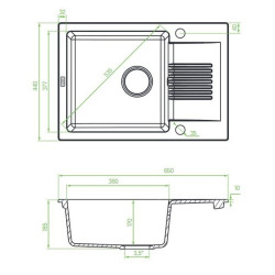 Elegancki zlewozmywak z granitu CELIA 44x65 cm z nowoczesną baterią Elza