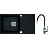 Czarny Zlewozmywak CELIA 1-komorowy 44x76 cm z Baterią Elza - Nowoczesność w Twojej Kuchni!